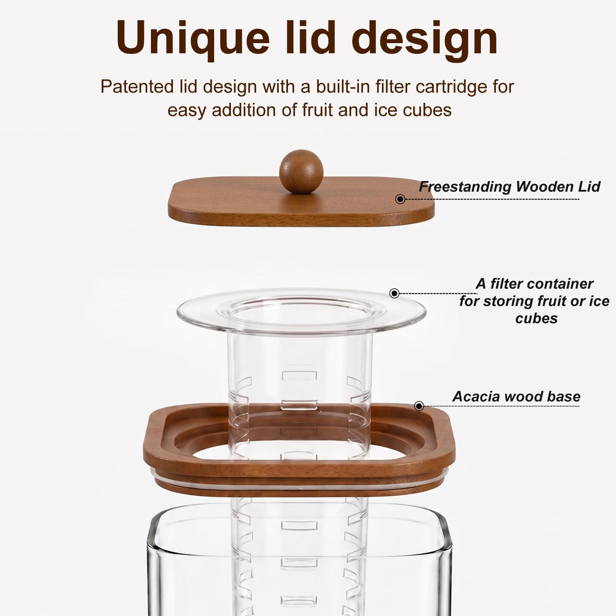 2 Pcs 1.5 Gallon Square Glass Drink Dispenser with Wooden Stand and Stainless Steel Spigot M383