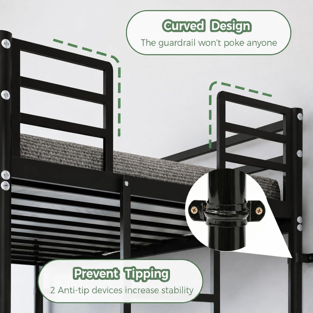 Twin Over Twin Bunk Bed with Ladder, Black Q11154