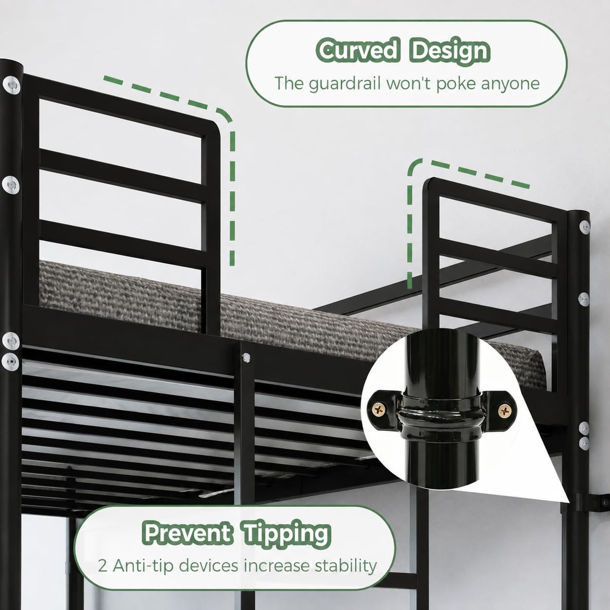 Twin Over Twin Bunk Bed with Ladder, Black Q11154