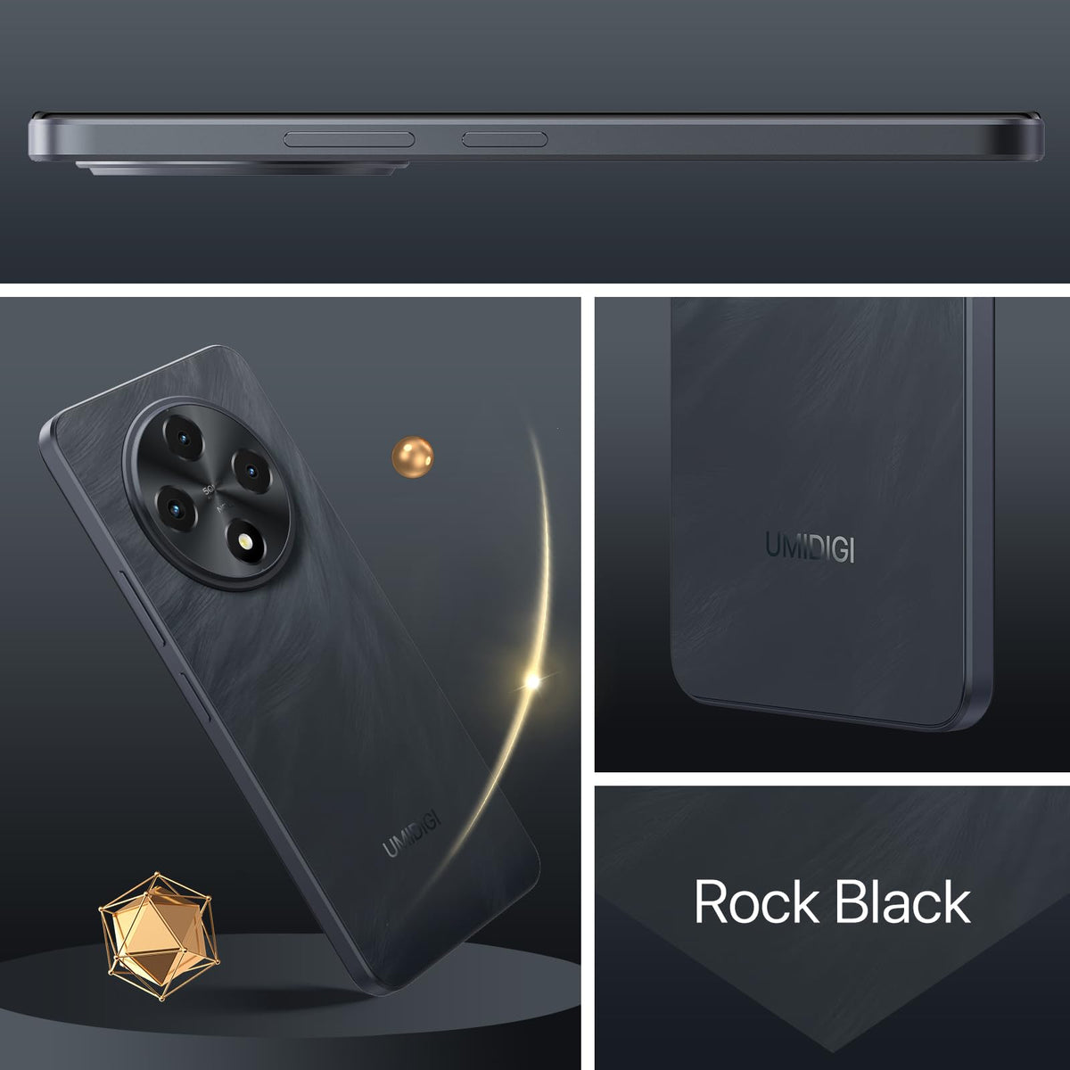 Android 14 6.9" HD+ 120Hz Octa-core 16GB +256GB 6000mAh 50MP Triple Camera Dual 4G LTE NFC Black Smartphone L45411