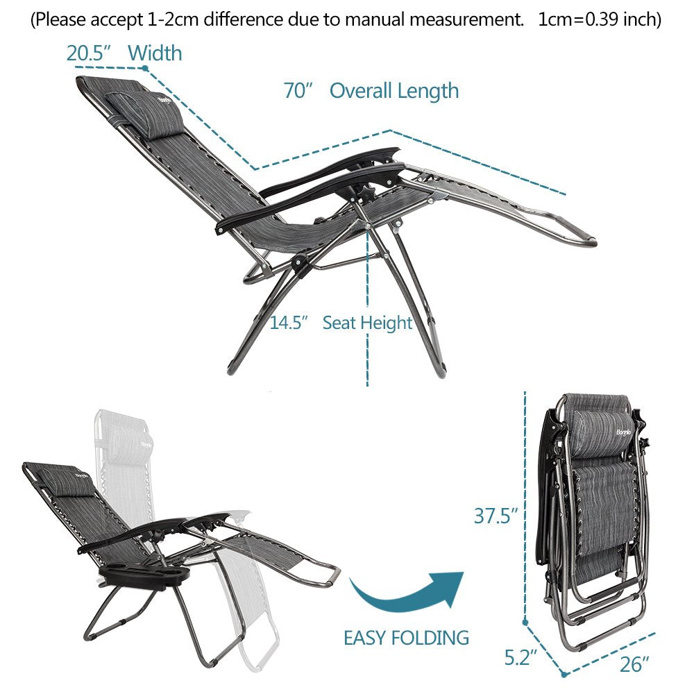 Zero Gravity Chair Set of 2 with Pillow and Cup Holder Q21711