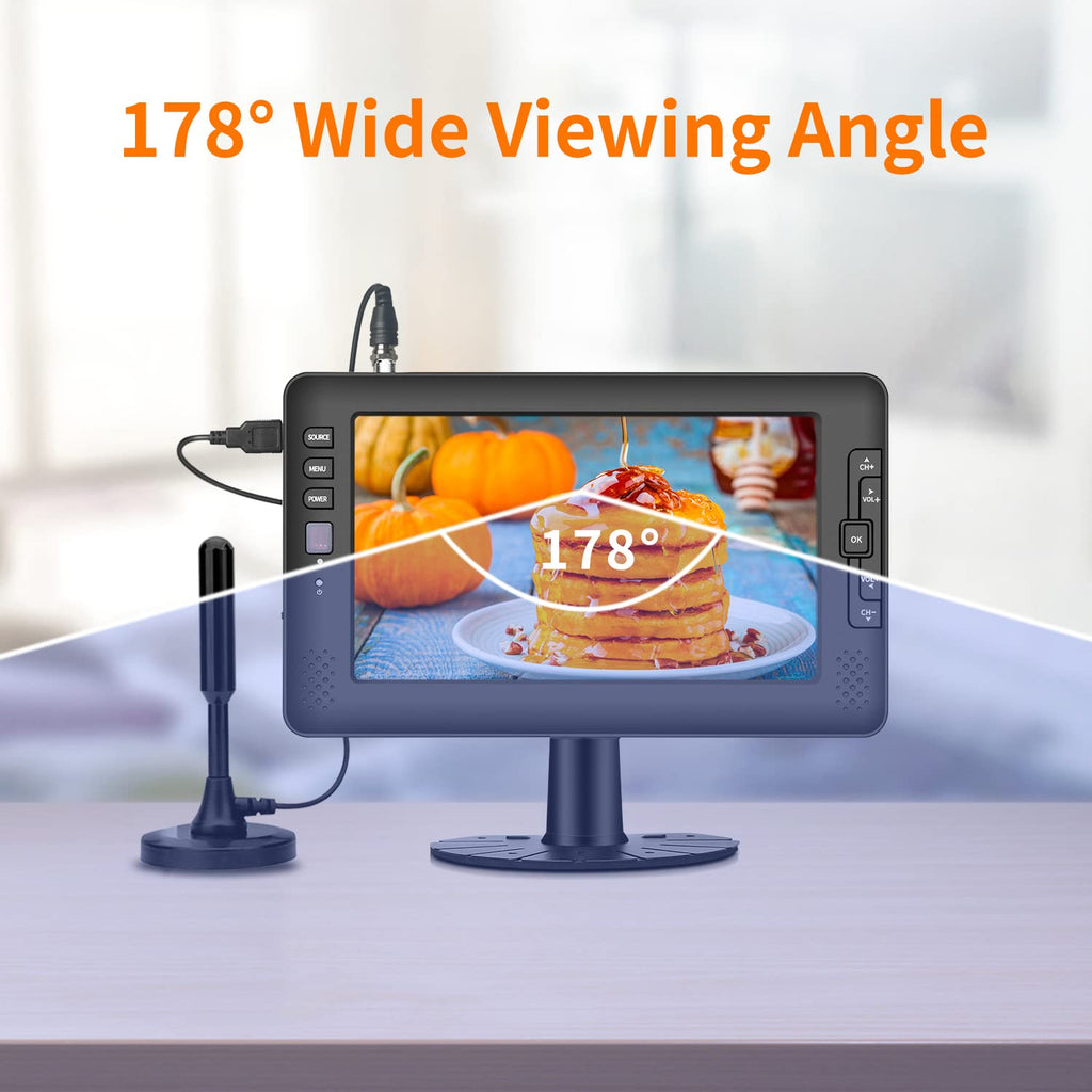 9" IPS Screen Portable TV with ATSC Tuner and Rechargeable Battery U132