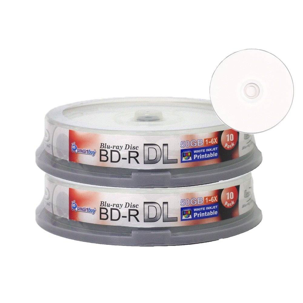 20-disc 50gb 6X Bd-r Dl White Inkjet Hub Printable Blank Disc L4889