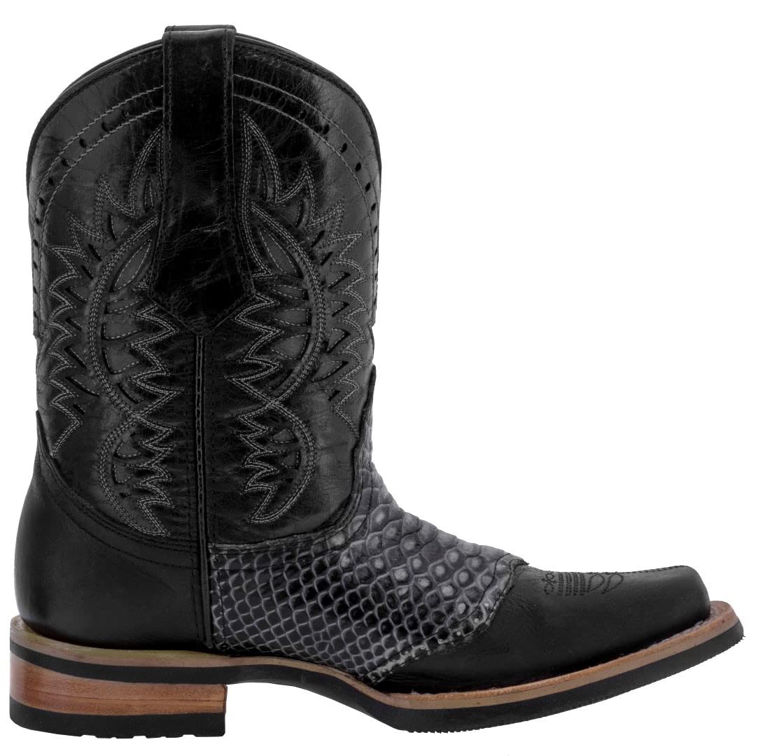Black Leather Cowboy Boots U34894