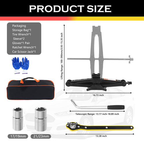 2T Scissor Jack Car Tool Kit Z14935