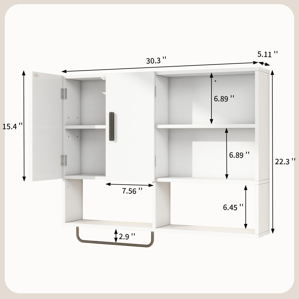 Bathroom Wall Cabinet with 2 Doors White H218
