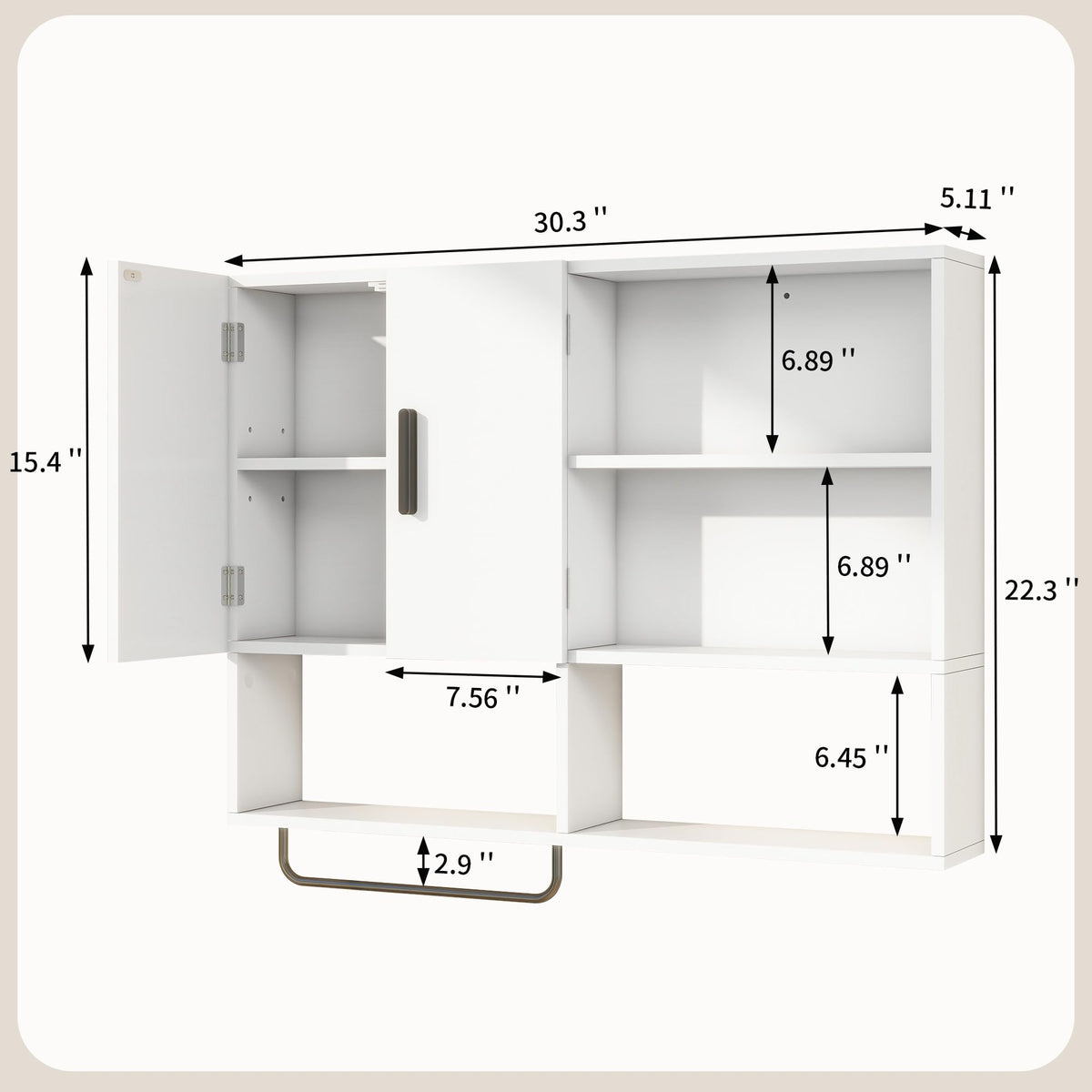 Bathroom Wall Cabinet with 2 Doors White H218