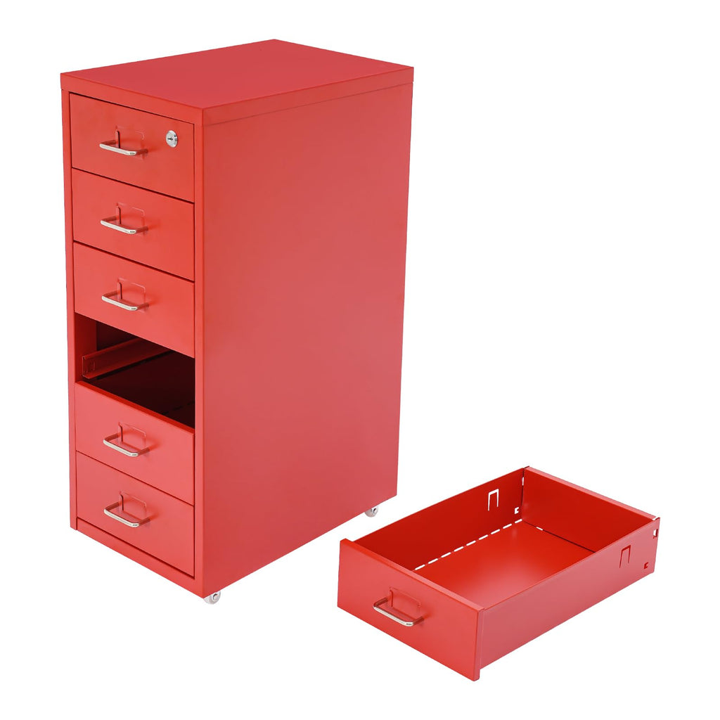 6 Drawer Metal Rolling File Cabinet with Lock Y35203