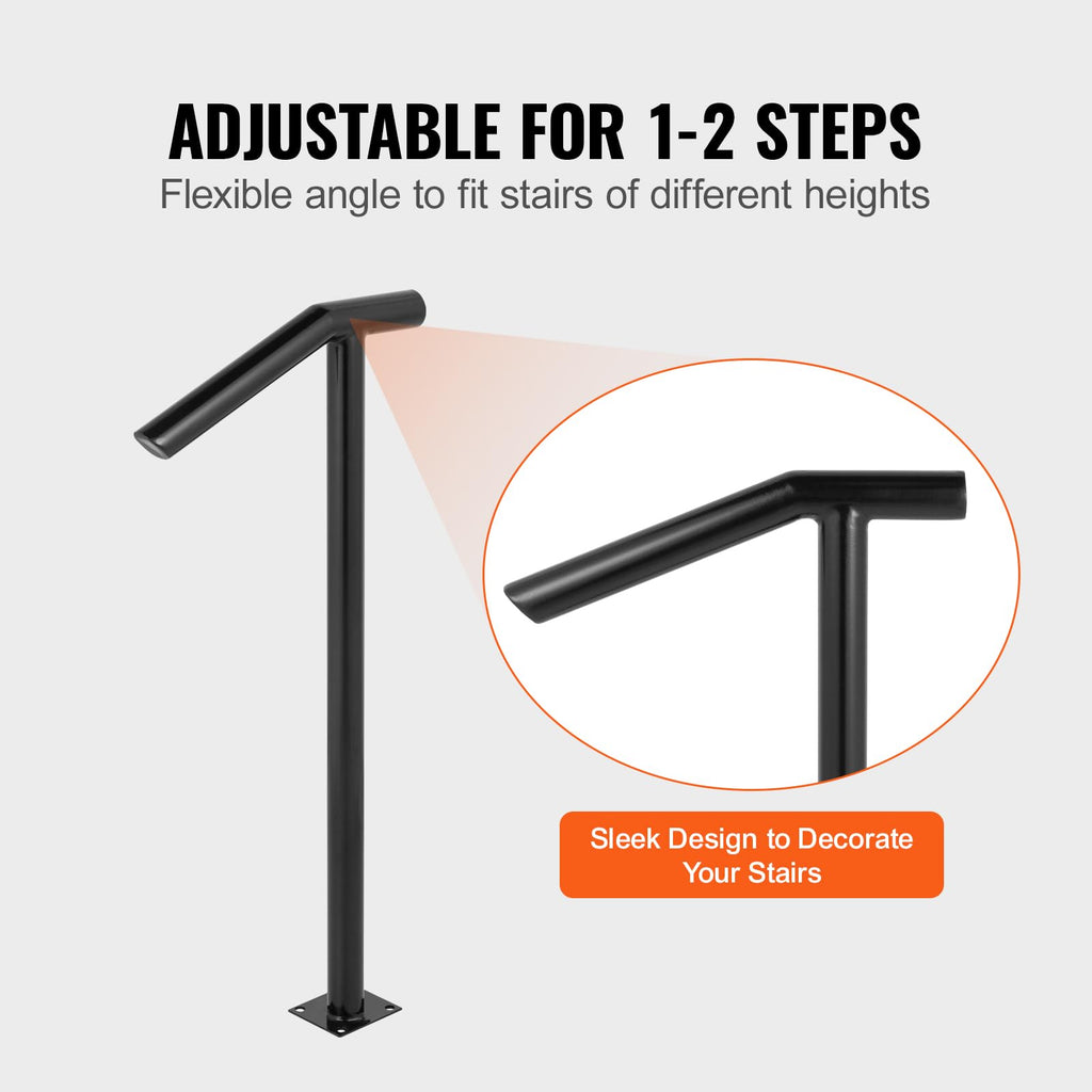 Black Steel Railing 330LBS Capacity Metal Handrails I52151