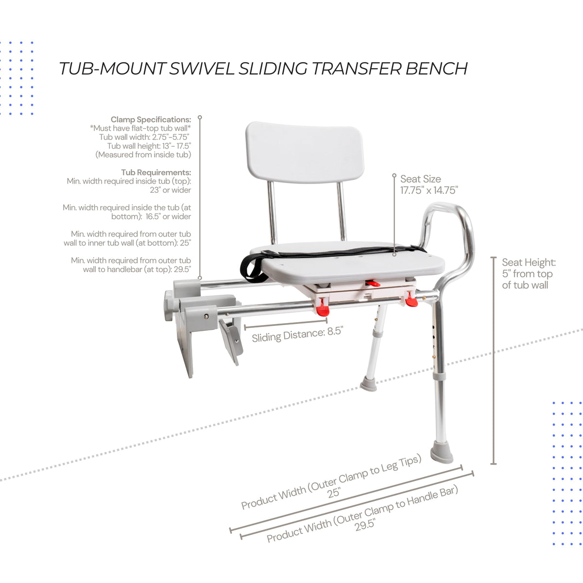 Sliding Tub Transfer Bench with Swivel Seat H74592