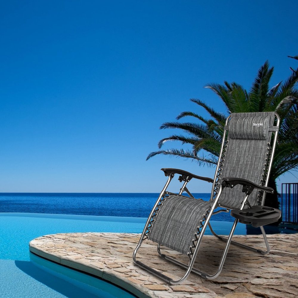 Zero Gravity Chair Set of 2 with Pillow and Cup Holder Q21711