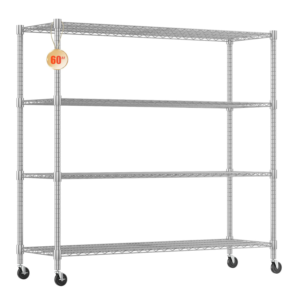 4-Tier Heavy Duty Metal Shelves with Wheels L9502
