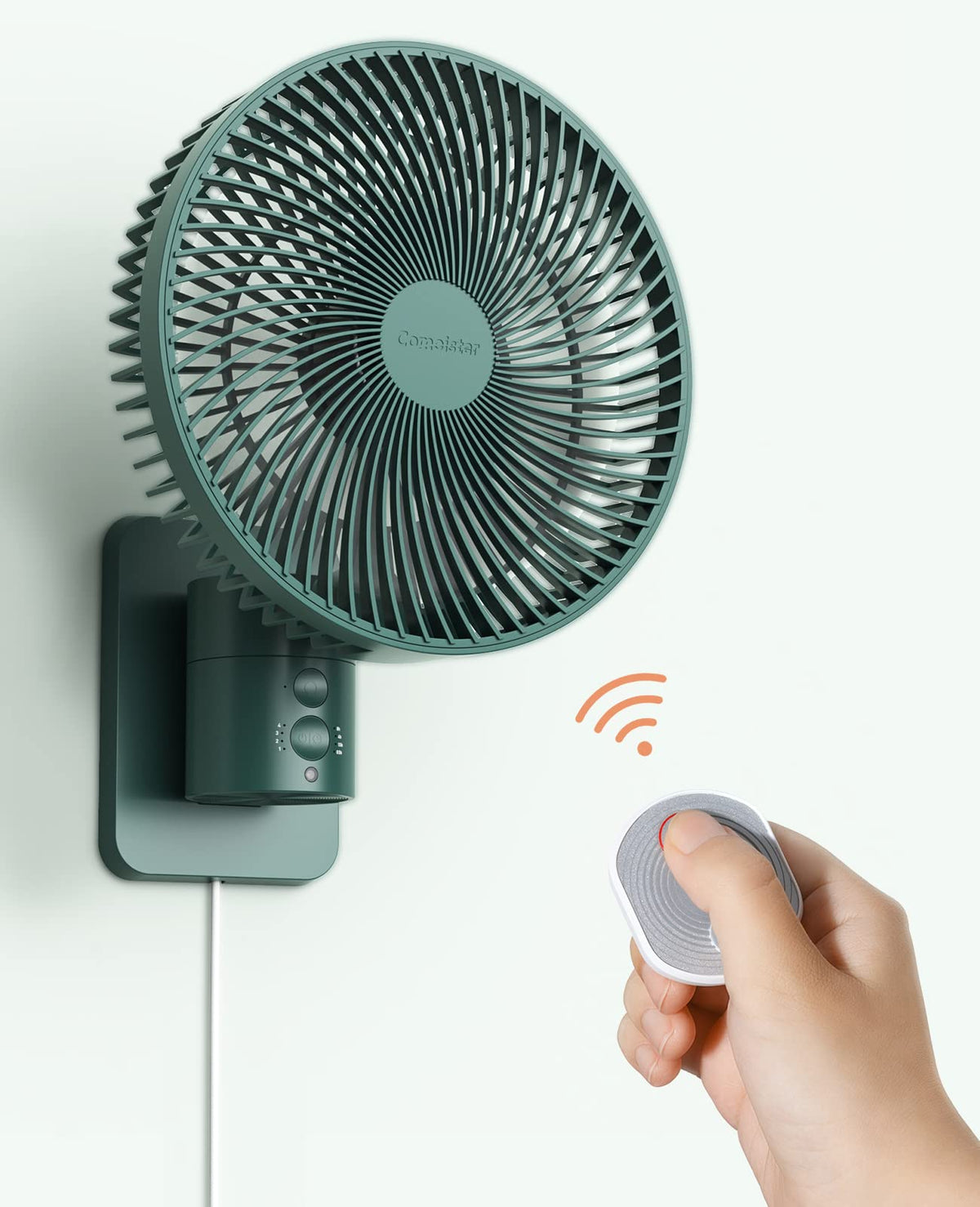 Wall Mounted Oscillating Fan with Remote and Timer, 8.5 Inch 4 Speeds C741