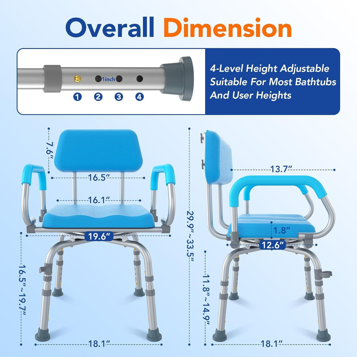 Swivel Shower Chair with Arms and Back O9781