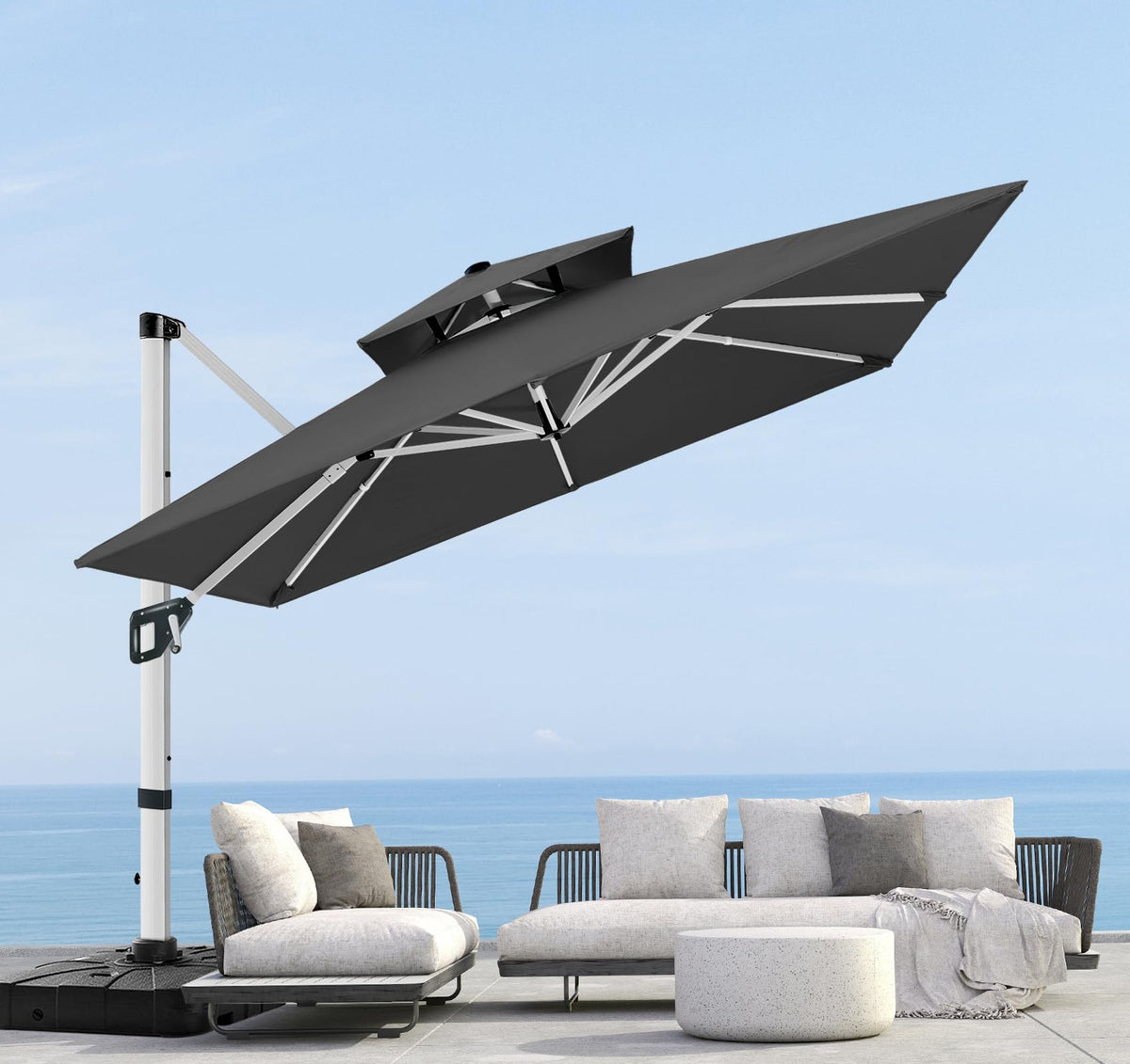 Cantilever Double Top Outdoor Offset Umbrella with 360° Rotation T667