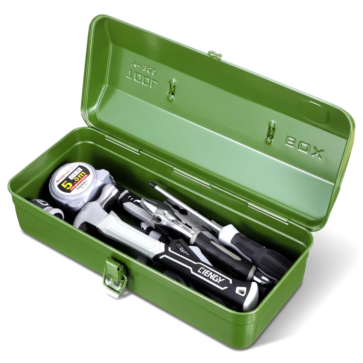 15-Inch Green Metal Storage Box with Lock S3847