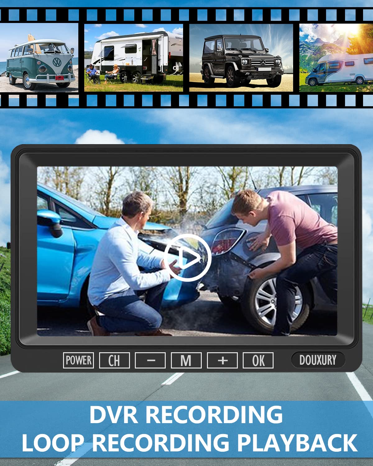 IP69 Waterproof HD 1080P Wireless Backup Camera System with 7" Monitor P350708