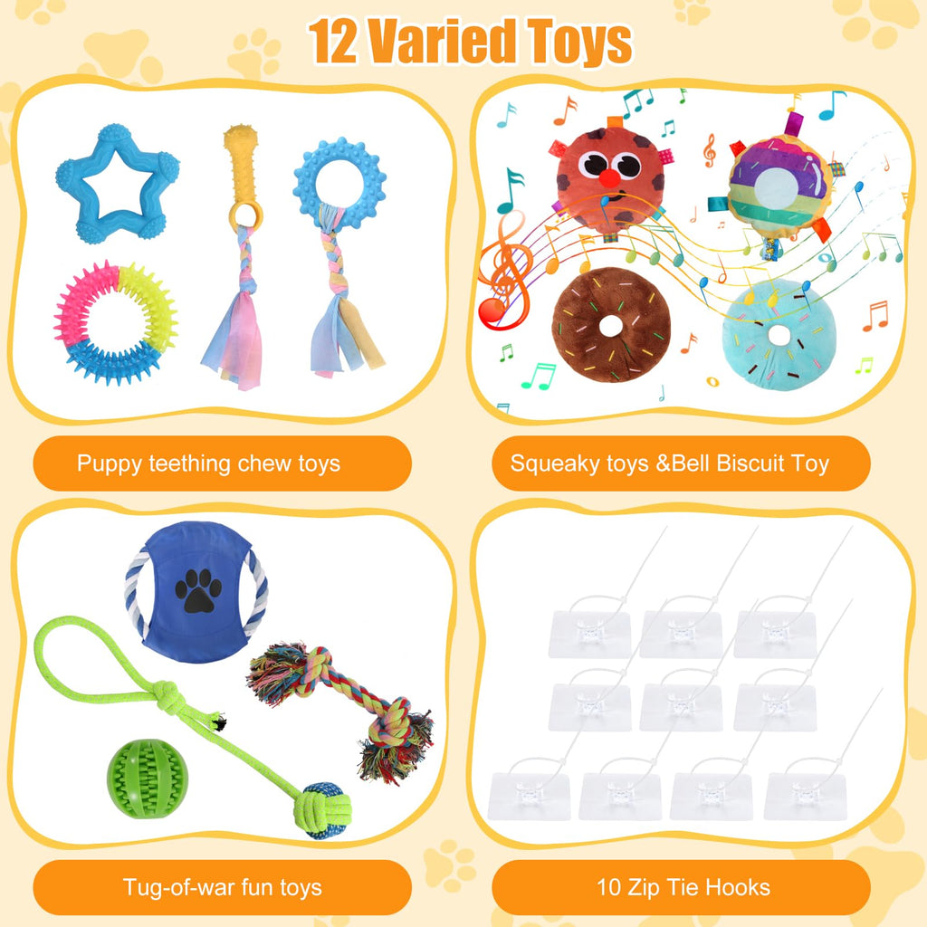 12 Toys Puppy Play Gym with Squeaky Toys F317043
