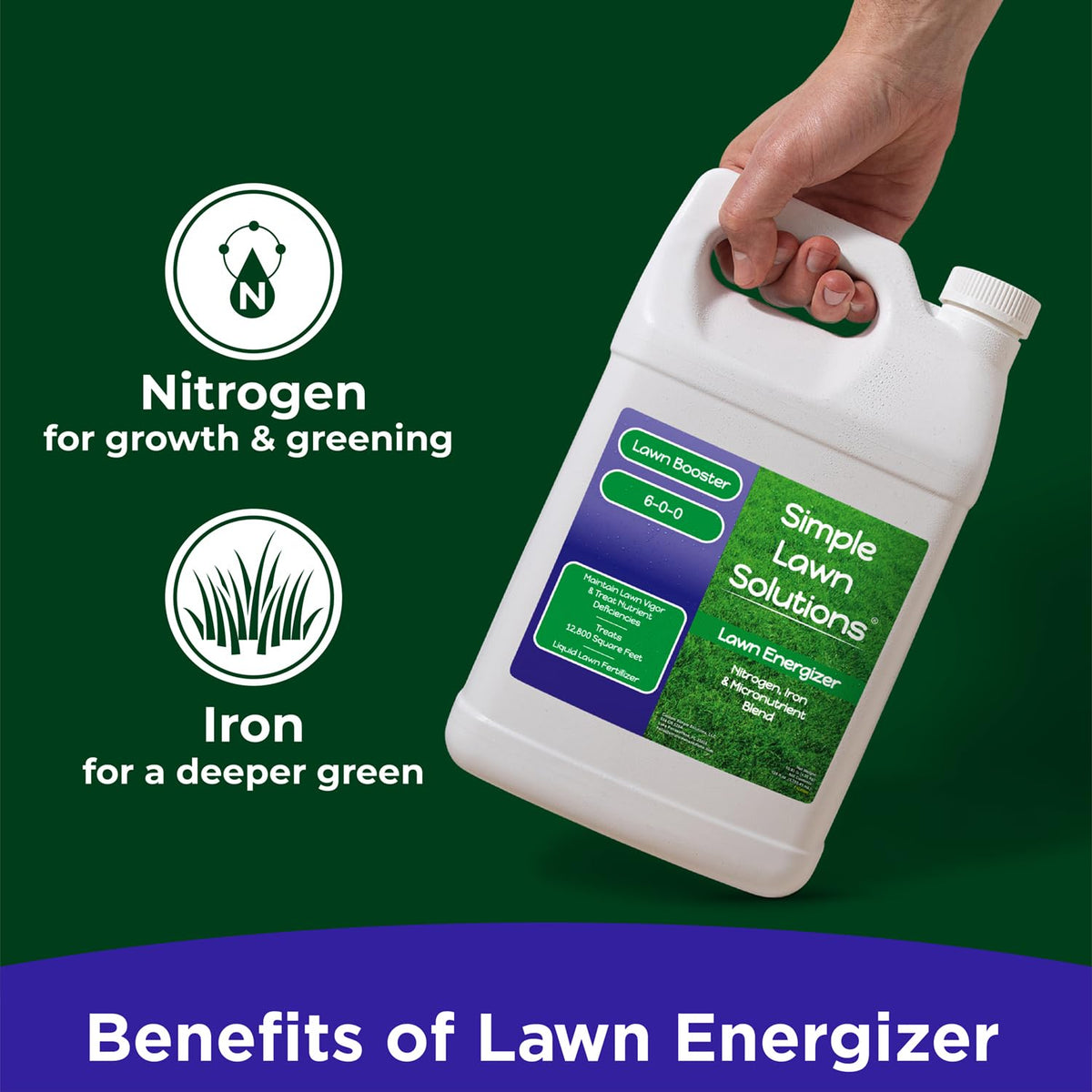 Commercial Grade Liquid Grass Fertilizer with Nitrogen, Iron, Micronutrients 1 Gallon W854586