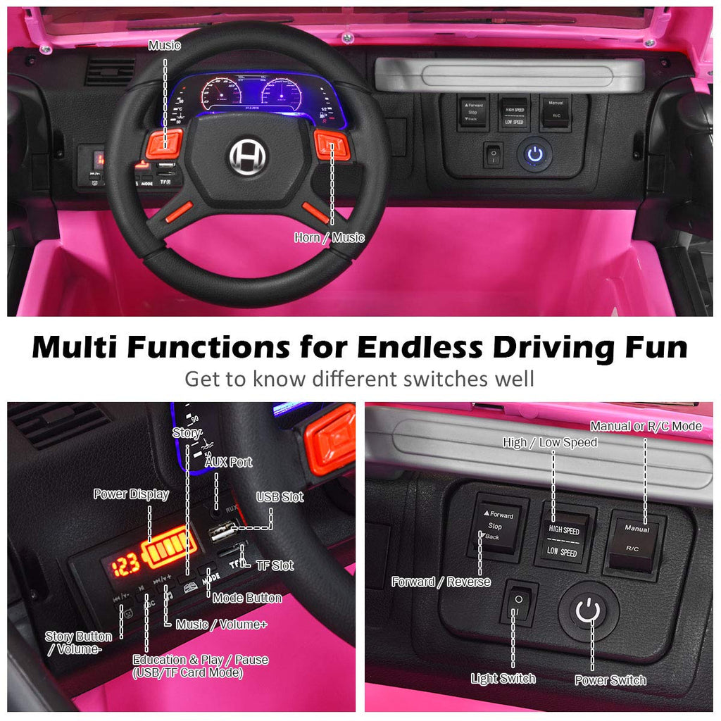 12V Battery Powered Ride on Truck with Remote Control, Pink F5330