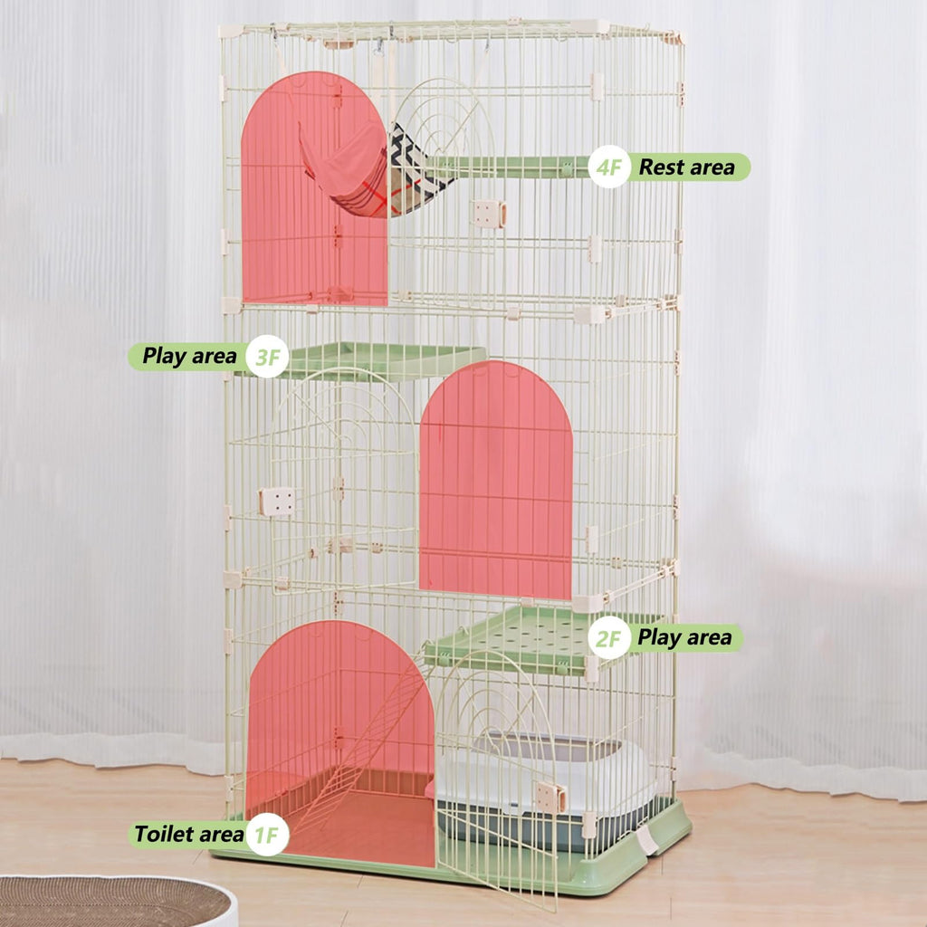 3/4-Tier Cat Cage Playpen with Hammock Z74480
