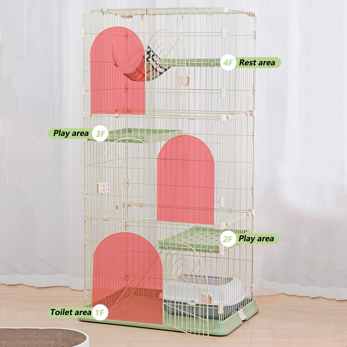 3/4-Tier Cat Cage Playpen with Hammock Z74480