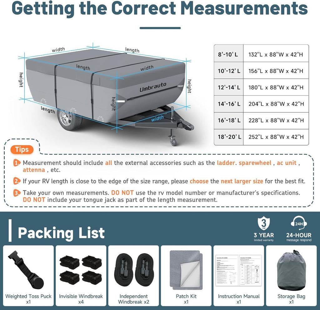 16'-18' 7 Layers Waterproof Polypropylene Pop Up Folding Camper Cover J520578