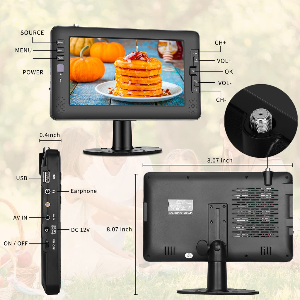 9" IPS Screen Portable TV with ATSC Tuner and Rechargeable Battery U132