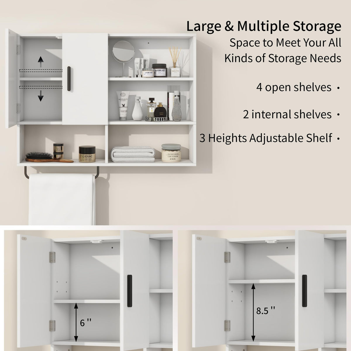 Bathroom Wall Cabinet with 2 Doors White H218