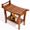 Teak Shower Bench with Shelf R7811