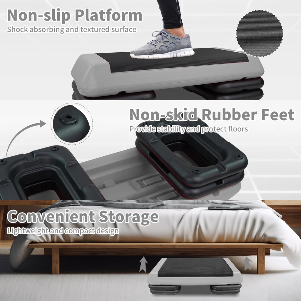 Adjustable Aerobic Stepper with 4 Risers S99694