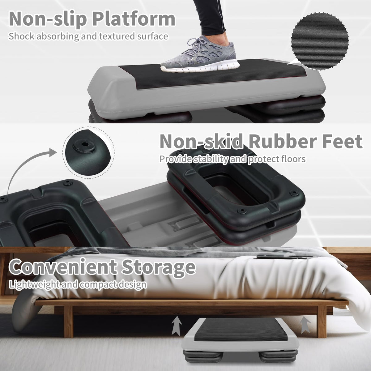 Adjustable Aerobic Stepper with 4 Risers S99694