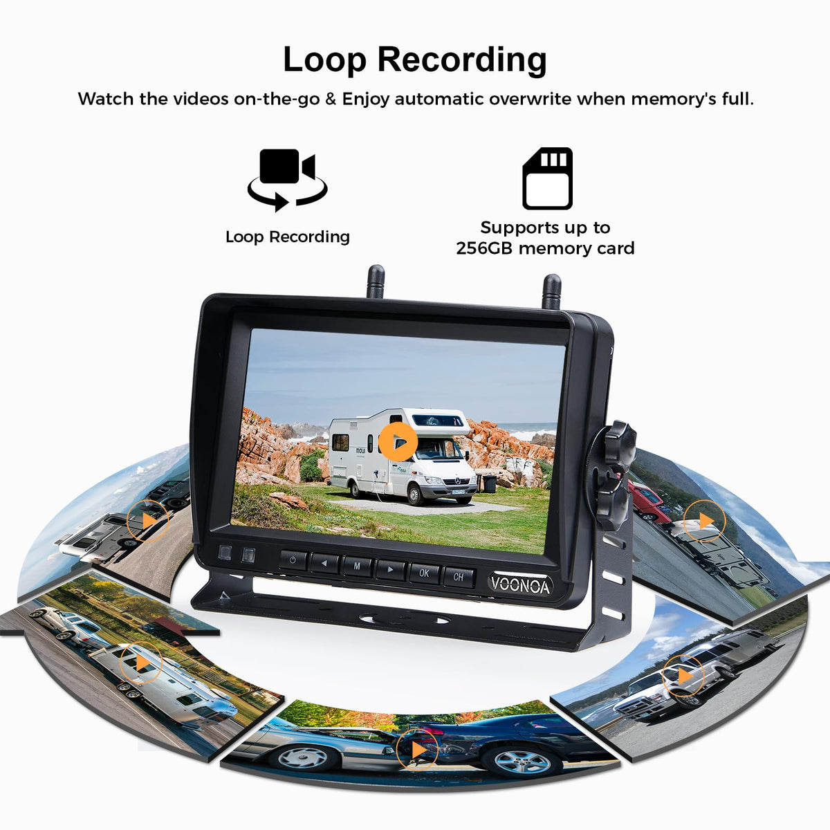 Magnetic Wireless Backup Camera with 7'' HD 1080P DVR Monitor System E216