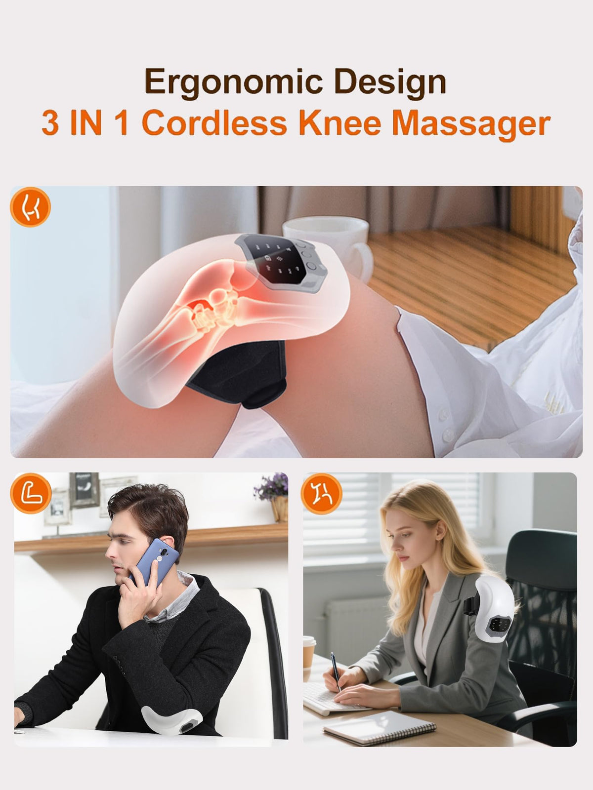 Cordless Portable Knee Massager with 3 Vibration Modes K274290