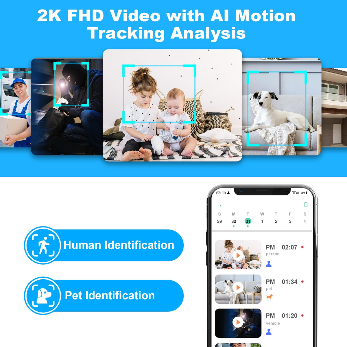 2K Pan/Tilt WiFi Indoor Security Camera with 2-Way Audio S693