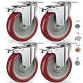 5" Heavy Duty Plate Casters with Brake, Set of 4 L242176