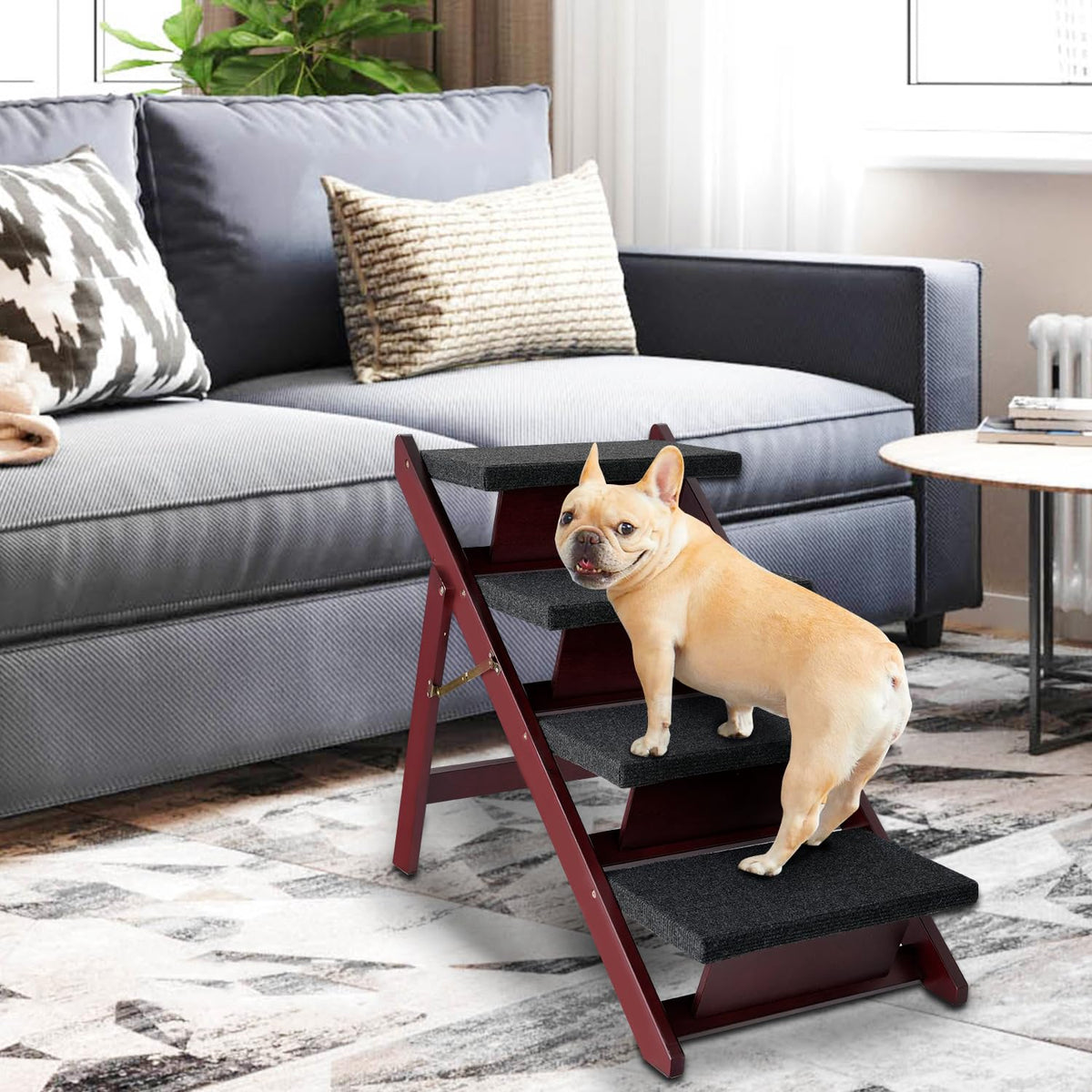 Foldable 4 Steps Wooden Dog Stairs V160810