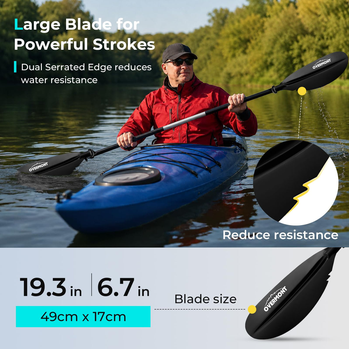 Heavy Duty Aluminum Alloy Kayak Paddles with Leash W4355