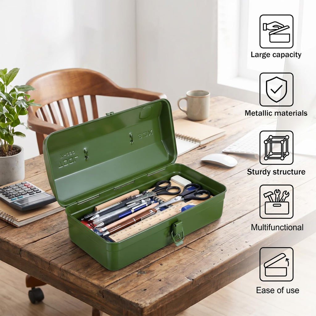 15-Inch Green Metal Storage Box with Lock S3847