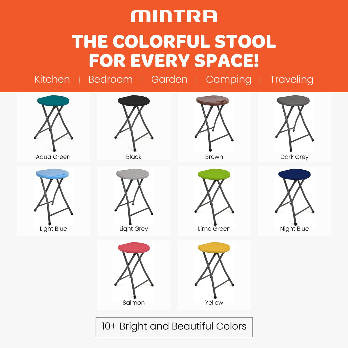 Folding Stools 18.5in Metal Heavy Duty 1 Pack Teal M38928
