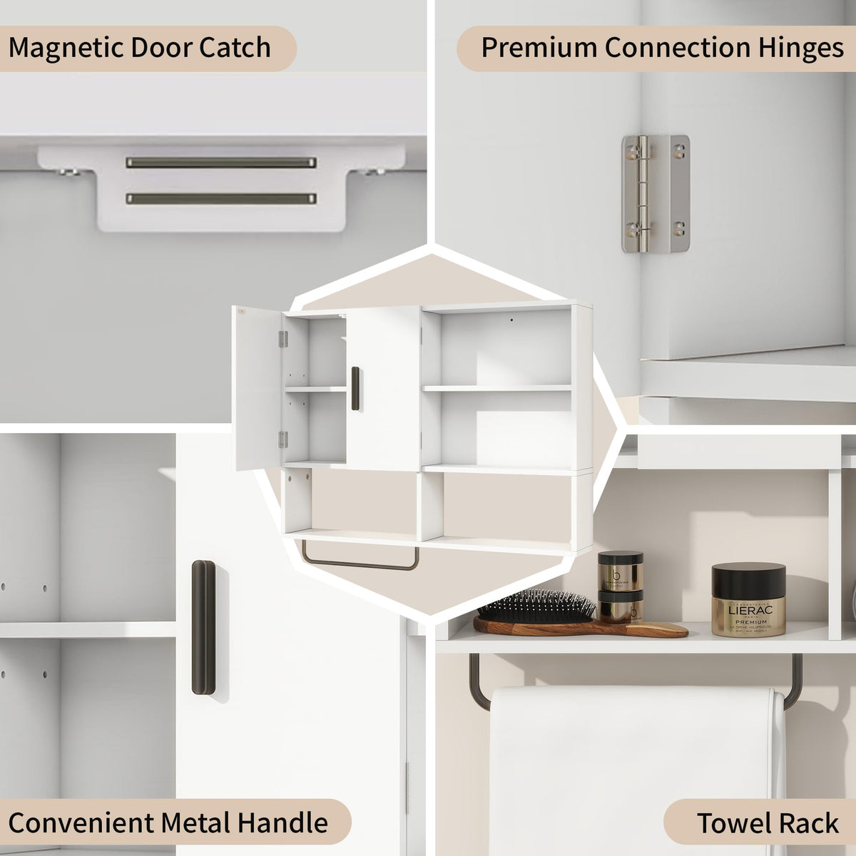 Bathroom Wall Cabinet with 2 Doors White H218