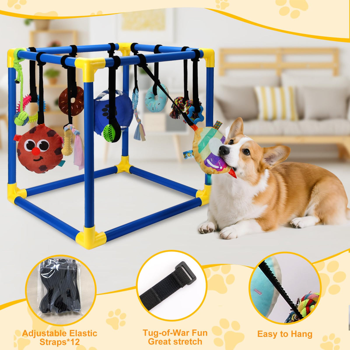 12 Toys Puppy Play Gym with Squeaky Toys F317043