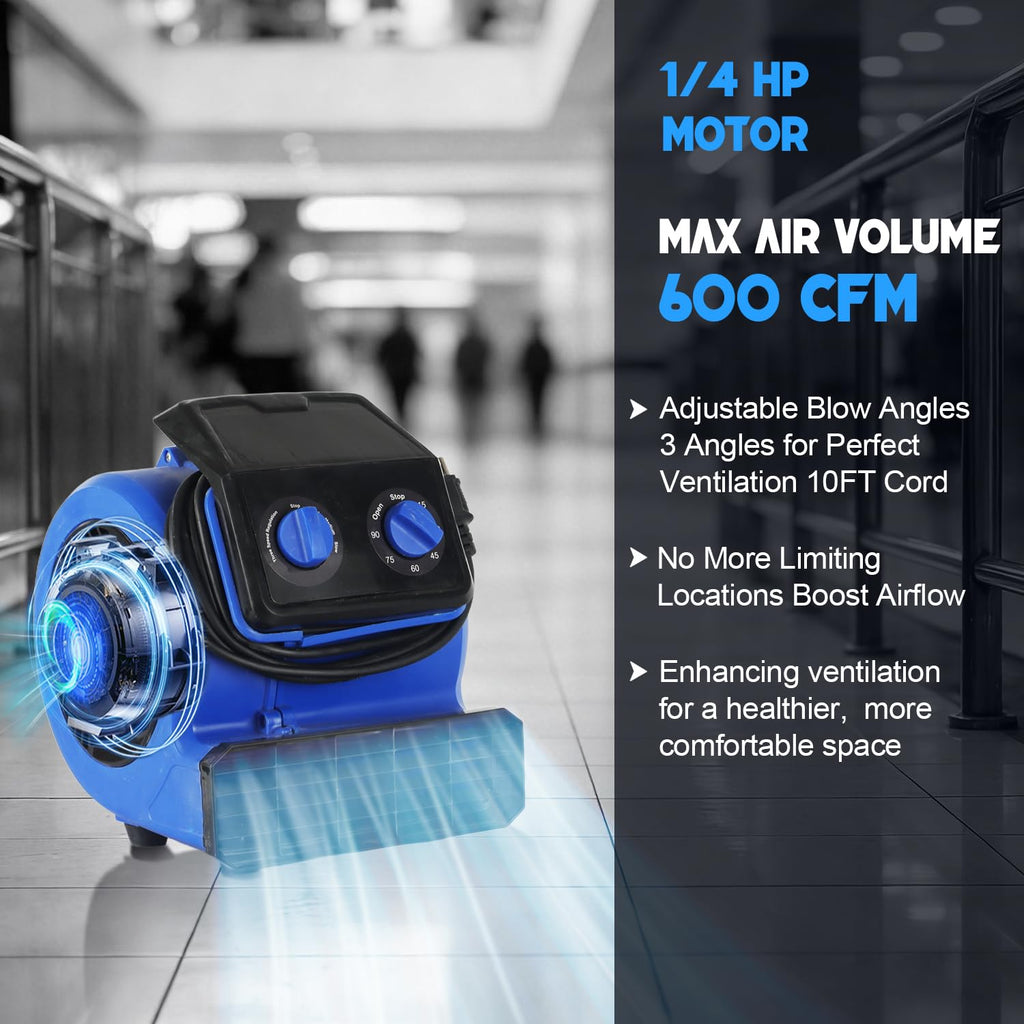 1/4HP 600CFM 3 Speeds Air Mover Fan T81448