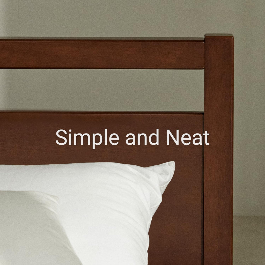 Cherry King Wood Platform Bed Frame with Headboard N9335