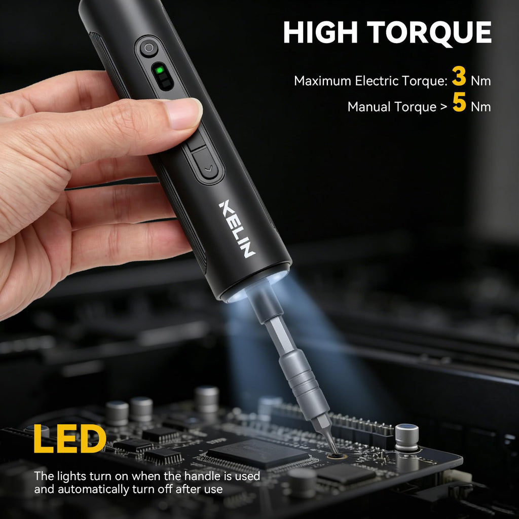Electric Screwdriver Set 3 Torque Levels S2 Steel Bits N809420