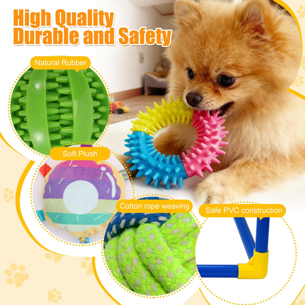 12 Toys Puppy Play Gym with Squeaky Toys F317043