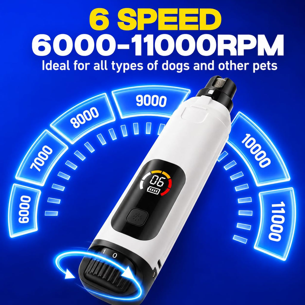 6-Speed Electric Pet Nail Grinder with LED Lights Y7524