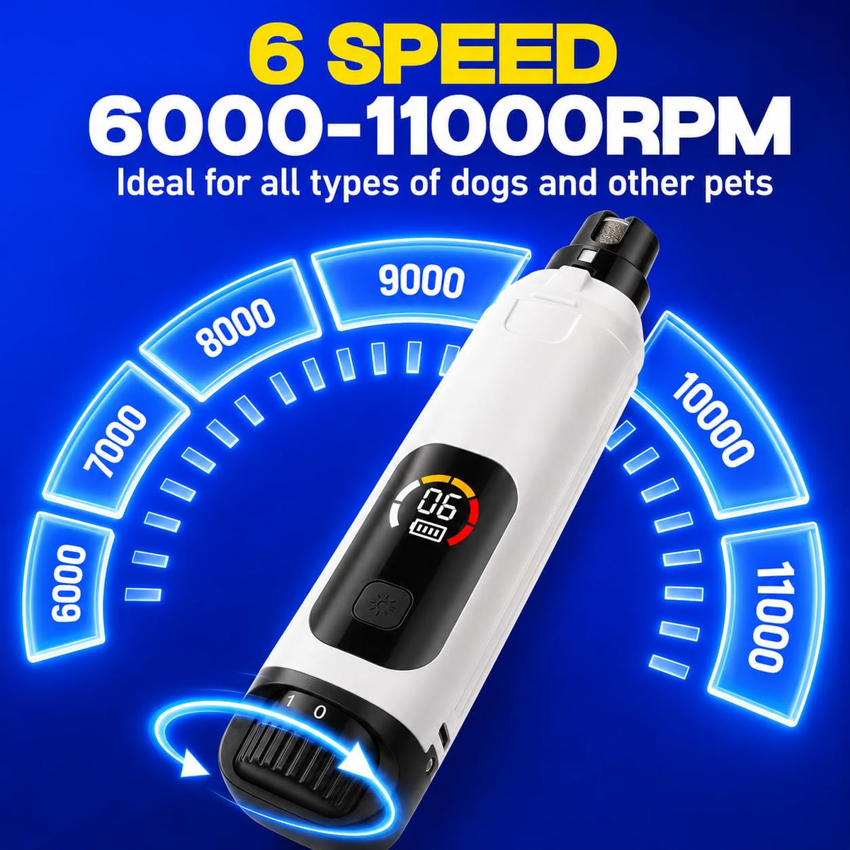 6-Speed Electric Pet Nail Grinder with LED Lights Y7524