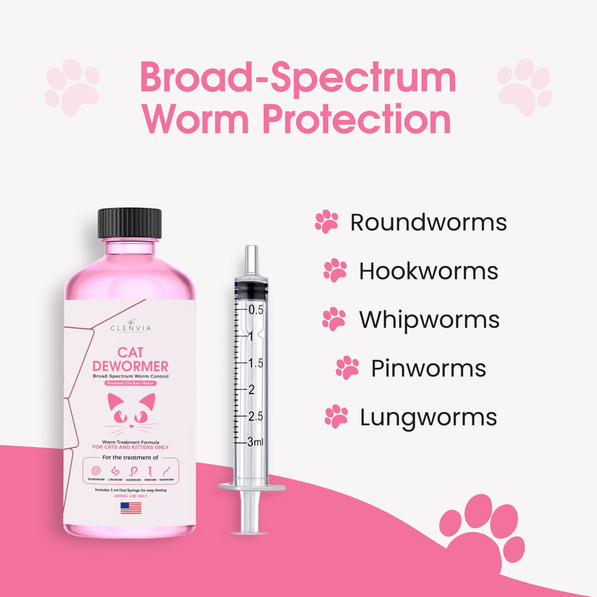 Chicken Flavor Liquid Cat Dewormer with Syringe 120ml R411199