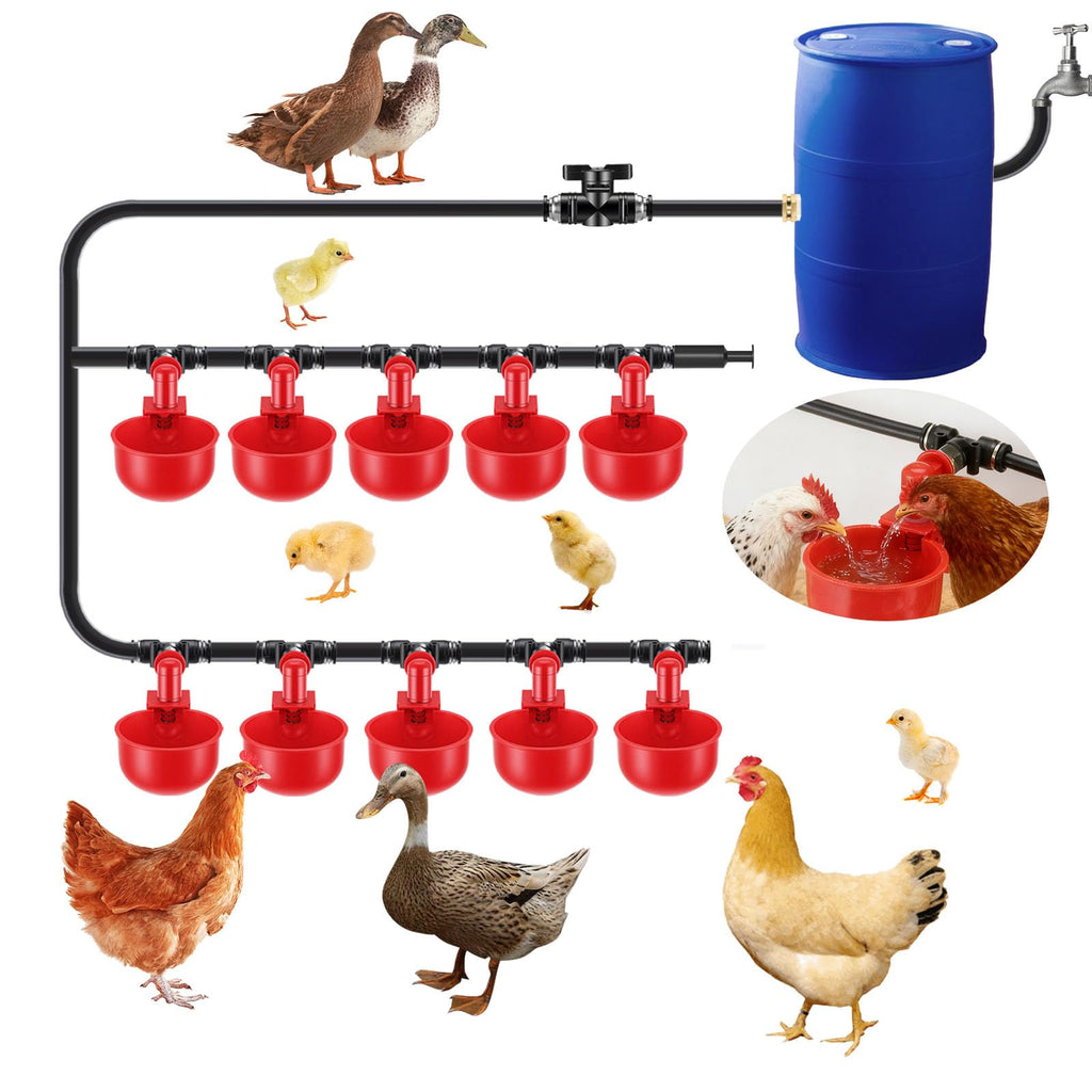 Automatic Chicken Watering System with 10 Red Cups U21630